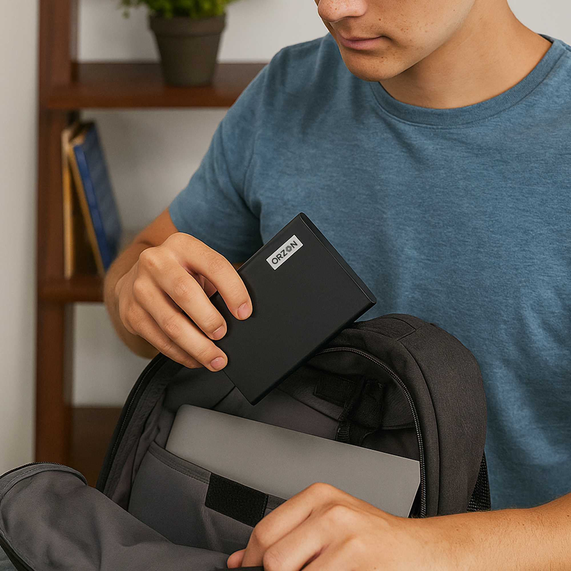 ORZON® Secure Touch 1TB Portable External Hard Drive – USB 3.1 (Up to 10Gbps), Slim, Shock‑Resistant HDD with Type‑C Cable & OTG Adapter - ORZON Secure Touch 1TB Portable External Hard Drive